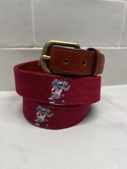 Swinging Elephant Needlepoint Belt
